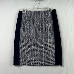 White House Black Market Pencil Skirt Womens 6 Tweed Knee-length Career Blue